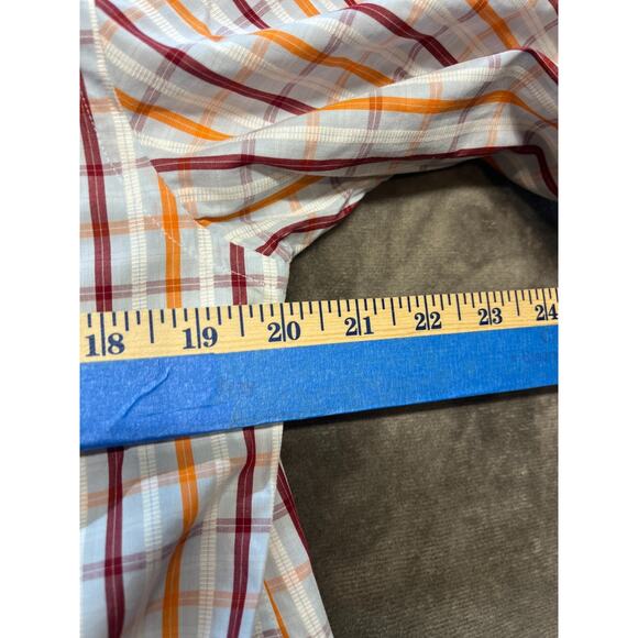 Peter Millar Shirt Mens Medium Orange Brown Plaid Long Sleeve Button Up - Picture 5 of 6